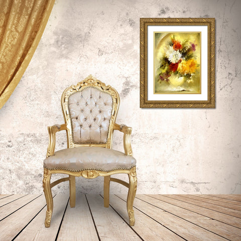 Golden Bouquet II Gold Ornate Wood Framed Art Print with Double Matting by Bolokofsky, Ronald