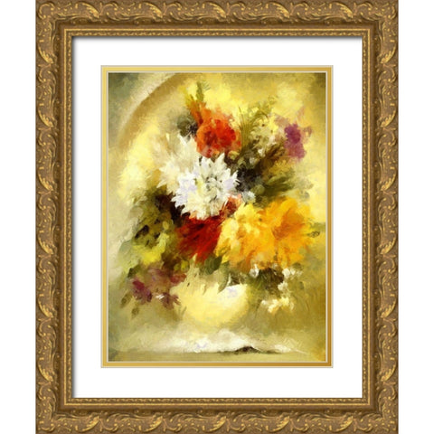 Golden Bouquet II Gold Ornate Wood Framed Art Print with Double Matting by Bolokofsky, Ronald