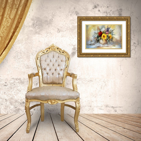 Fresh Bouquet I Gold Ornate Wood Framed Art Print with Double Matting by Bolokofsky, Ronald