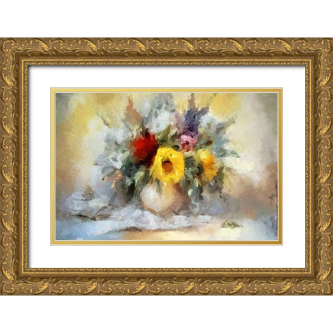 Fresh Bouquet I Gold Ornate Wood Framed Art Print with Double Matting by Bolokofsky, Ronald