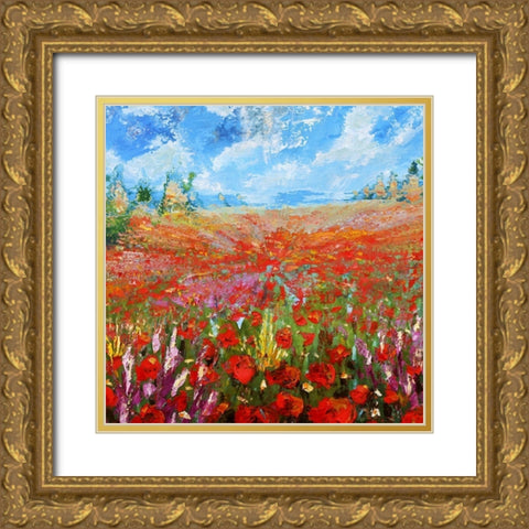Flower Garden III Gold Ornate Wood Framed Art Print with Double Matting by Bolokofsky, Ronald