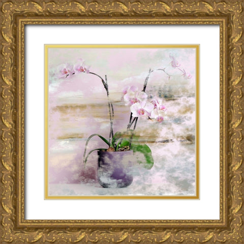 Pink Orchids I Gold Ornate Wood Framed Art Print with Double Matting by Bolokofsky, Ronald