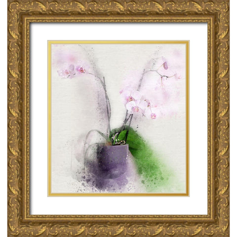 Pink Orchids II Gold Ornate Wood Framed Art Print with Double Matting by Bolokofsky, Ronald