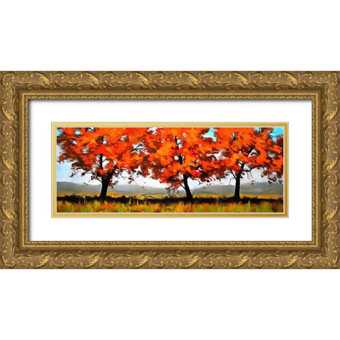 Autumn Fields Gold Ornate Wood Framed Art Print with Double Matting by Bolokofsky, Ronald