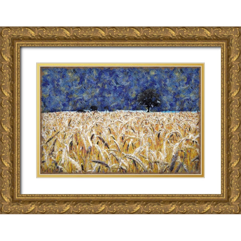 Barley Field Gold Ornate Wood Framed Art Print with Double Matting by Bolokofsky, Ronald