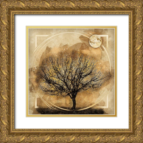 Beneath the Harvest Moon Gold Ornate Wood Framed Art Print with Double Matting by Bolokofsky, Ronald
