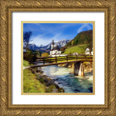 Chapel On the River II Gold Ornate Wood Framed Art Print with Double Matting by Bolokofsky, Ronald