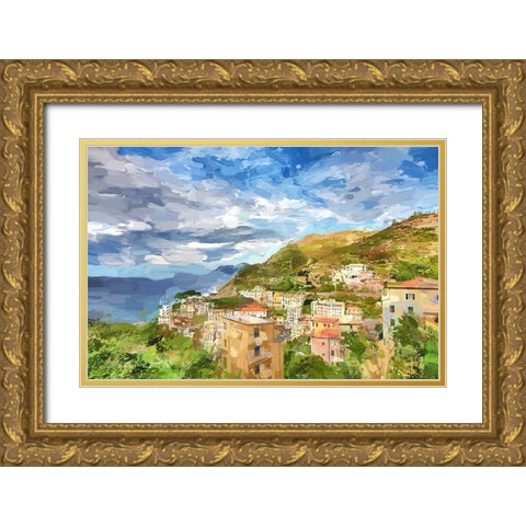 Italie Cinque Terre Gold Ornate Wood Framed Art Print with Double Matting by Bolokofsky, Ronald