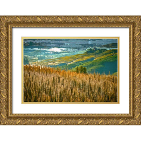 Misty Morning In Tuscany Gold Ornate Wood Framed Art Print with Double Matting by Bolokofsky, Ronald