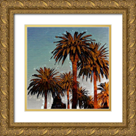 Palm Trees In Twilight II Gold Ornate Wood Framed Art Print with Double Matting by Bolokofsky, Ronald