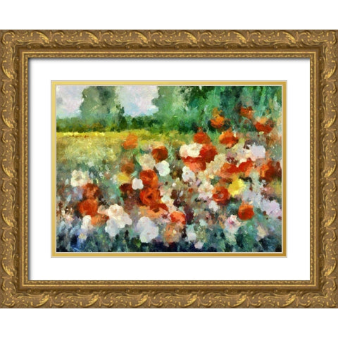 Poppy Fields Gold Ornate Wood Framed Art Print with Double Matting by Bolokofsky, Ronald