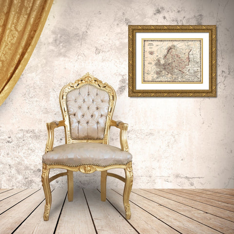 1862 Johnson Vintage Map of Europe Gold Ornate Wood Framed Art Print with Double Matting by Johnson