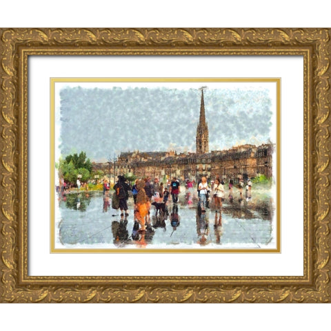 Bordeaux Place Royale Gold Ornate Wood Framed Art Print with Double Matting by Bolokofsky, Ronald