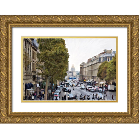 Busy Streets of Paris Gold Ornate Wood Framed Art Print with Double Matting by Bolokofsky, Ronald
