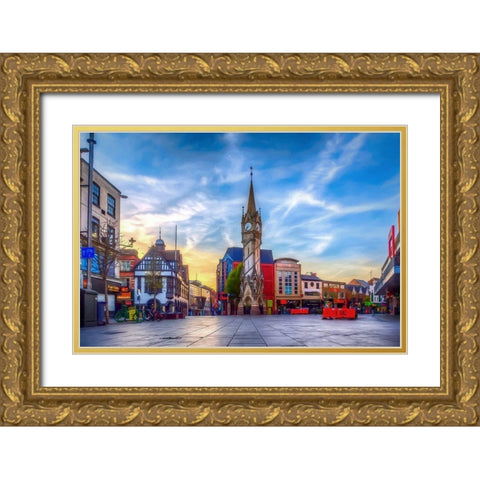 Clock Tower Gold Ornate Wood Framed Art Print with Double Matting by Bolokofsky, Ronald