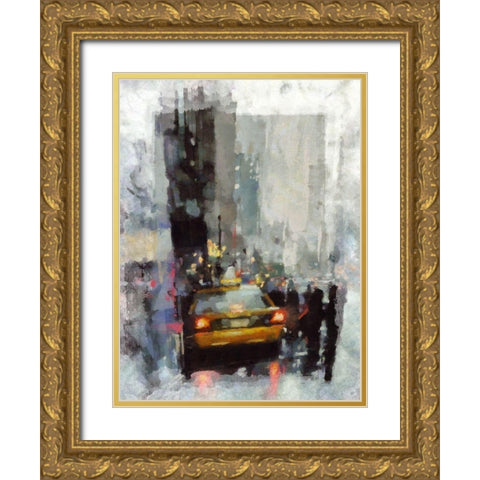 Hailing A Taxi II Gold Ornate Wood Framed Art Print with Double Matting by Bolokofsky, Ronald