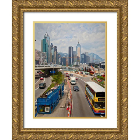 Hong Kong Traffic II Gold Ornate Wood Framed Art Print with Double Matting by Bolokofsky, Ronald