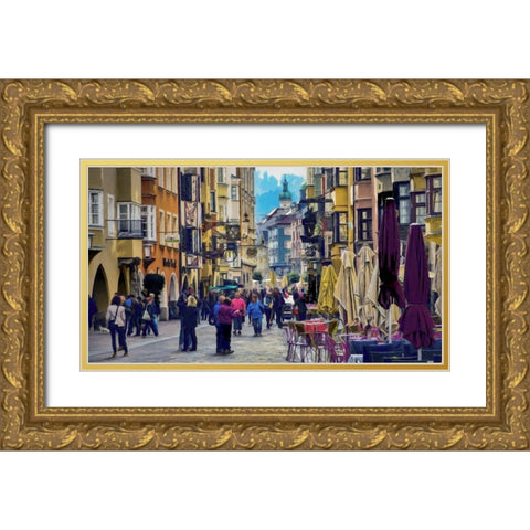 Innsbruck street Gold Ornate Wood Framed Art Print with Double Matting by Bolokofsky, Ronald