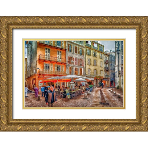 Nice Cafe Gold Ornate Wood Framed Art Print with Double Matting by Bolokofsky, Ronald