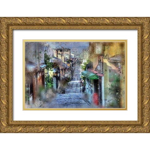 Osaka Street Gold Ornate Wood Framed Art Print with Double Matting by Bolokofsky, Ronald