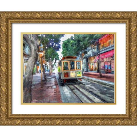 SF Cable Car Gold Ornate Wood Framed Art Print with Double Matting by Bolokofsky, Ronald