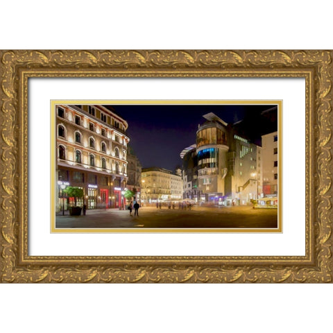 Stephansplatz Vienna Gold Ornate Wood Framed Art Print with Double Matting by Bolokofsky, Ronald