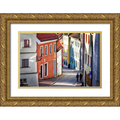 Village Walk  Gold Ornate Wood Framed Art Print with Double Matting by Bolokofsky, Ronald