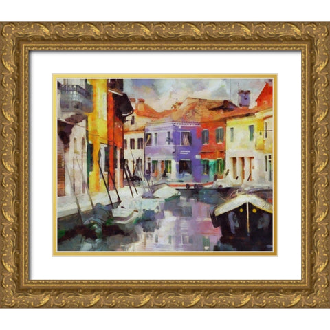 Canal Reflections II Gold Ornate Wood Framed Art Print with Double Matting by Bolokofsky, Ronald