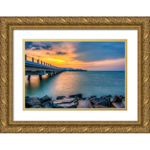 Pier 9 Gold Ornate Wood Framed Art Print with Double Matting by Bolokofsky, Ronald