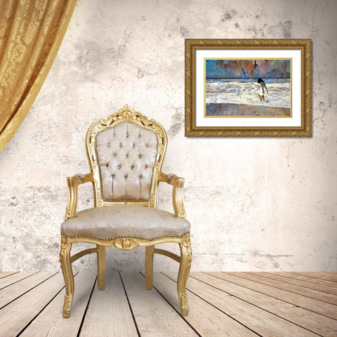 A Walk Along the Surf Gold Ornate Wood Framed Art Print with Double Matting by Bolokofsky, Ronald