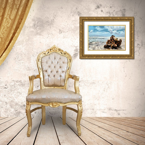 Along the Shore Gold Ornate Wood Framed Art Print with Double Matting by Bolokofsky, Ronald