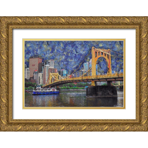 Andy Warhol Bridge  Gold Ornate Wood Framed Art Print with Double Matting by Bolokofsky, Ronald