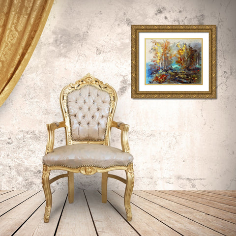 Autumn Pond II Gold Ornate Wood Framed Art Print with Double Matting by Bolokofsky, Ronald