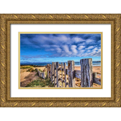 Beach Barrier Gold Ornate Wood Framed Art Print with Double Matting by Bolokofsky, Ronald