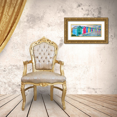 Beach Huts Gold Ornate Wood Framed Art Print with Double Matting by Bolokofsky, Ronald