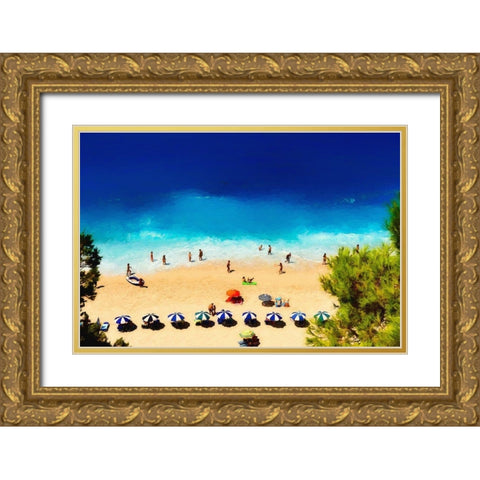 Greece Gold Ornate Wood Framed Art Print with Double Matting by Bolokofsky, Ronald