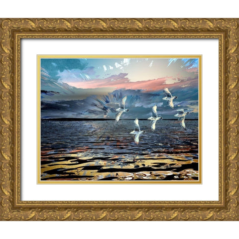 Gulls Gold Ornate Wood Framed Art Print with Double Matting by Bolokofsky, Ronald