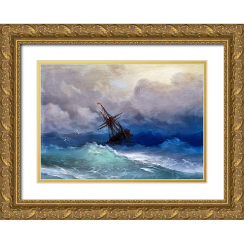 Rough Waters Gold Ornate Wood Framed Art Print with Double Matting by Bolokofsky, Ronald