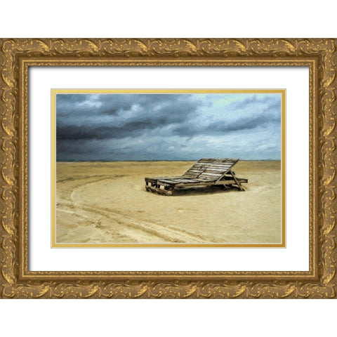 Beach Cots Gold Ornate Wood Framed Art Print with Double Matting by Bolokofsky, Ronald