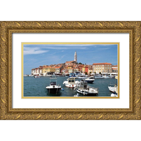 Mediterranean Port Gold Ornate Wood Framed Art Print with Double Matting by Bolokofsky, Ronald