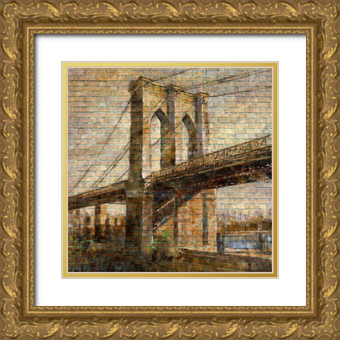 NY Bridge I Gold Ornate Wood Framed Art Print with Double Matting by Bolokofsky, Ronald