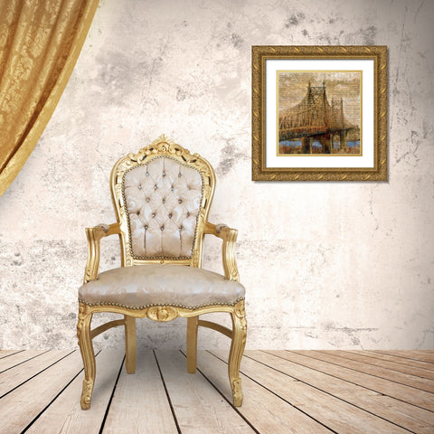 NY Bridge II Gold Ornate Wood Framed Art Print with Double Matting by Bolokofsky, Ronald