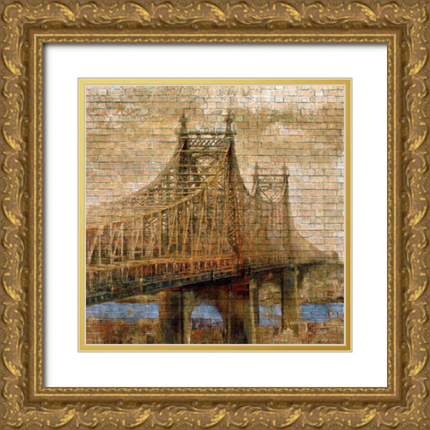NY Bridge II Gold Ornate Wood Framed Art Print with Double Matting by Bolokofsky, Ronald