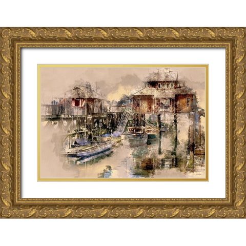On Cowichan Bay Gold Ornate Wood Framed Art Print with Double Matting by Bolokofsky, Ronald