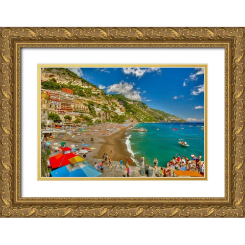 Positano Beach I Gold Ornate Wood Framed Art Print with Double Matting by Bolokofsky, Ronald