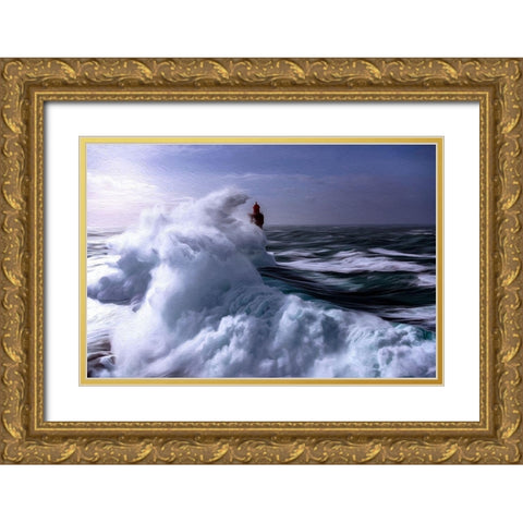 Powerful Waves Gold Ornate Wood Framed Art Print with Double Matting by Bolokofsky, Ronald