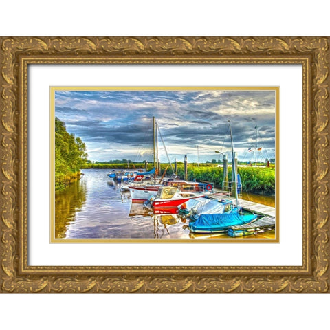 Private Marina Gold Ornate Wood Framed Art Print with Double Matting by Bolokofsky, Ronald