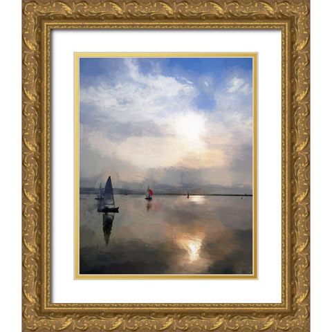 Sailing Gold Ornate Wood Framed Art Print with Double Matting by Bolokofsky, Ronald