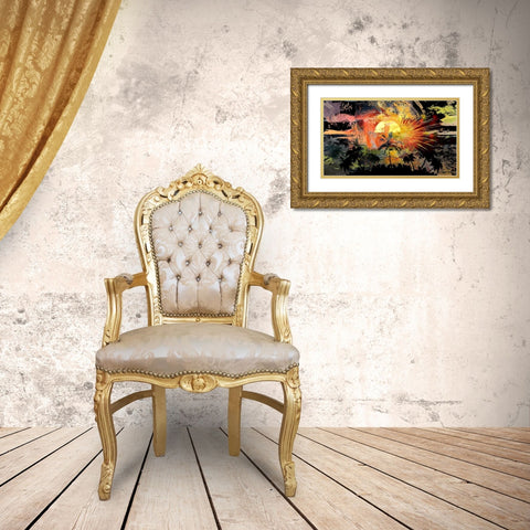 Tropical Fireworks Gold Ornate Wood Framed Art Print with Double Matting by Bolokofsky, Ronald