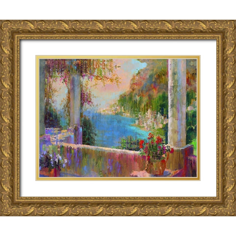Mediterranean View Gold Ornate Wood Framed Art Print with Double Matting by Bolokofsky, Ronald